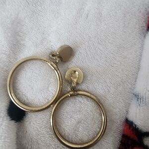 Vintage Monet gold-plated hoop clip-on earrings.